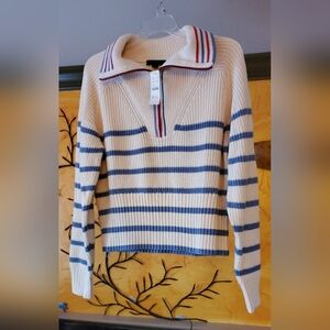 NWT J.Crew Cropped Pullover in Stripe Cream color size large